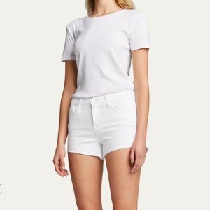 L’AGENCE Ryland Mid-Rise Cutoff Shorts White Zip Front Pockets Size 25 NWT